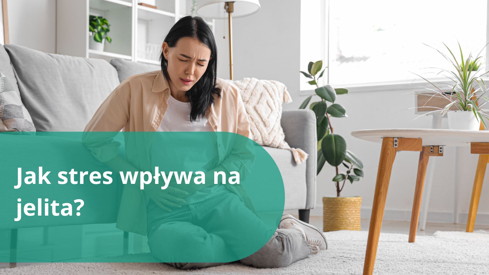 Kobieta której stres oddziałuje na jelita